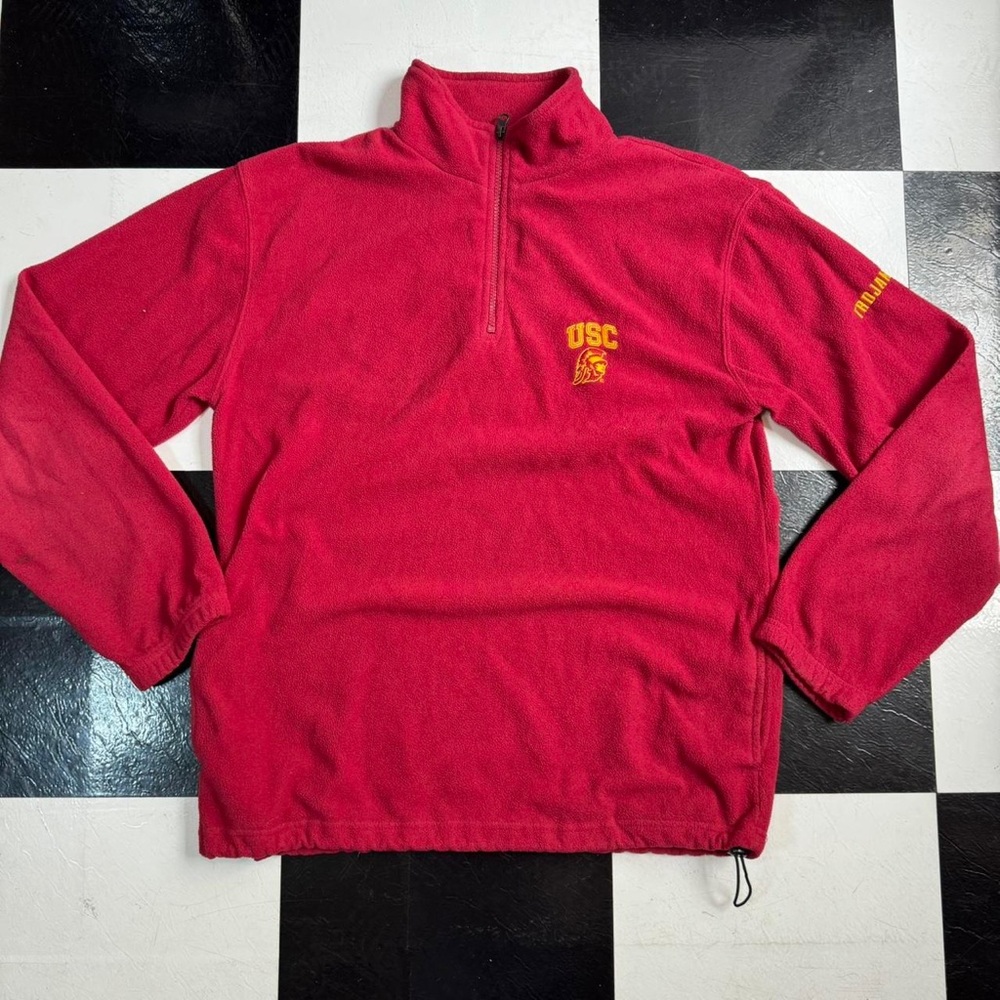 USC Red Fleece Quarter-Zip Sweater
